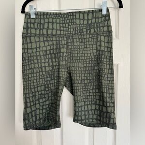 Fabletics Olive Grid Pattern Bike Shorts